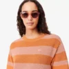 Striped Mesh Knit T-Shirt Dress