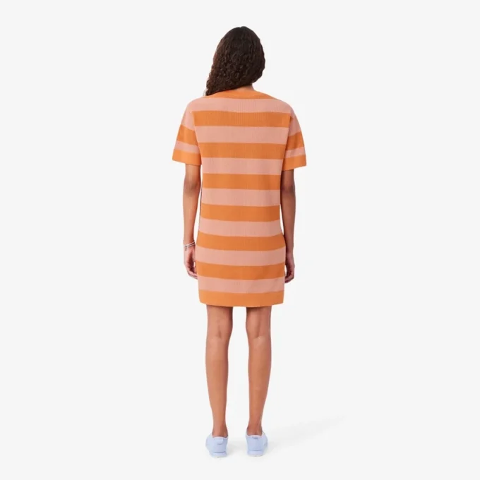 Striped Mesh Knit T-Shirt Dress
