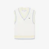 Striped Rib Knit Cotton Sweater Vest