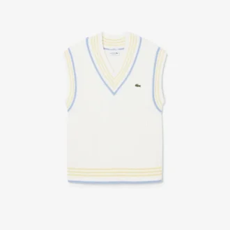 Striped Rib Knit Cotton Sweater Vest