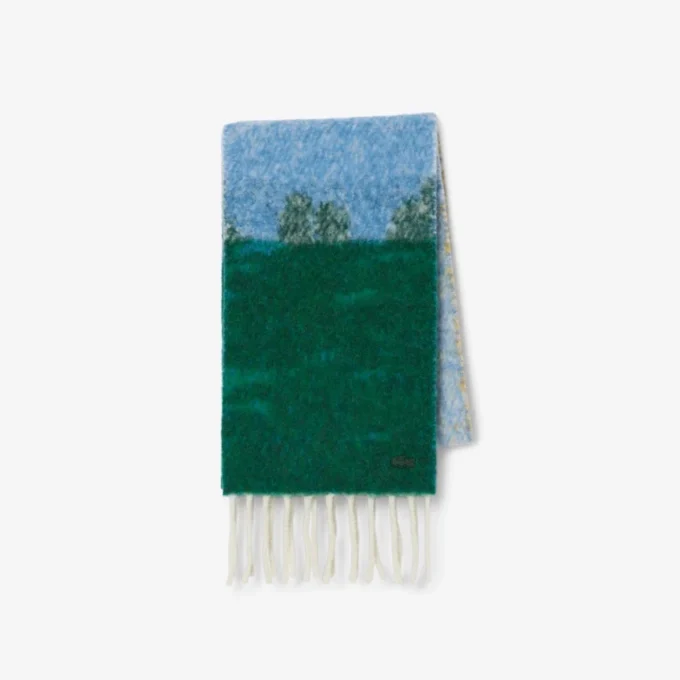 Unisex Landscape Motif Alpaca Wool Scarf