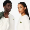Unisex Loose Fit Badge Accent Fleece Sweatshirt