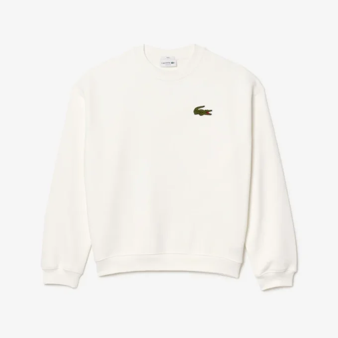 Unisex Loose Fit Badge Accent Fleece Sweatshirt