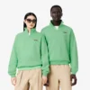 Unisex Loose Fit Badge Accent Half-Zip Sweatshirt
