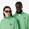 Unisex Loose Fit Badge Accent Half-Zip Sweatshirt