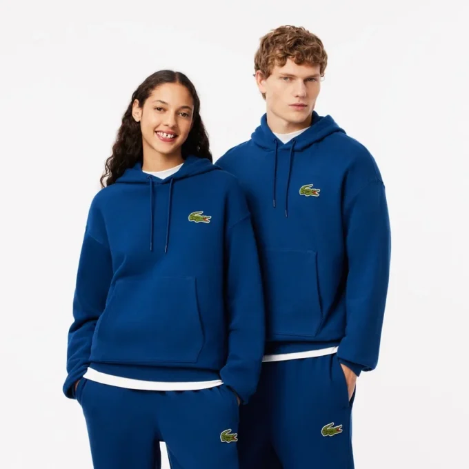 Unisex Loose Fit Badge Accent Hoodie