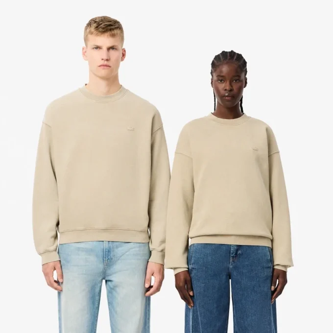 Unisex Loose Fit Washed Effect Fleece Sweatshirt
