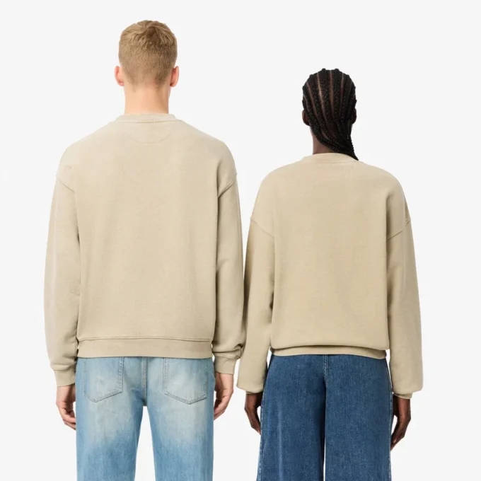 Unisex Loose Fit Washed Effect Fleece Sweatshirt