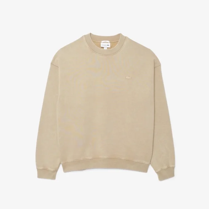 Unisex Loose Fit Washed Effect Fleece Sweatshirt