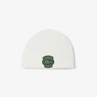 Unisex Ribbed Wool Badge Beanie