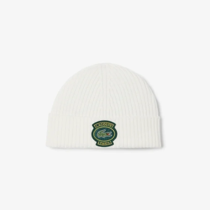 Unisex Ribbed Wool Badge Beanie