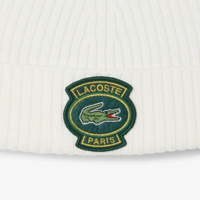 Unisex Ribbed Wool Badge Beanie