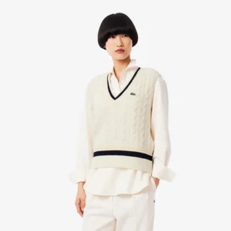 Women’s Cable Knit Wool Sweater Vest