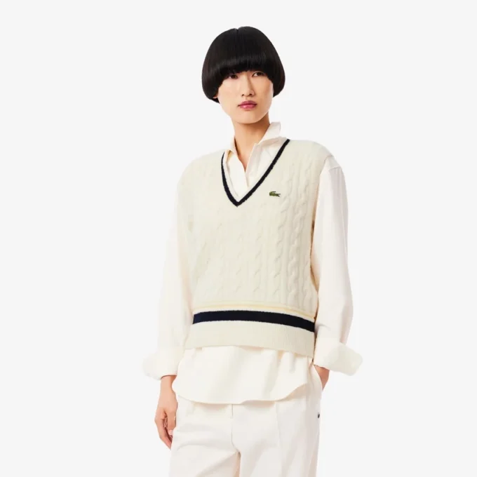 Women’s Cable Knit Wool Sweater Vest
