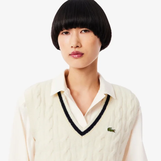 Women’s Cable Knit Wool Sweater Vest