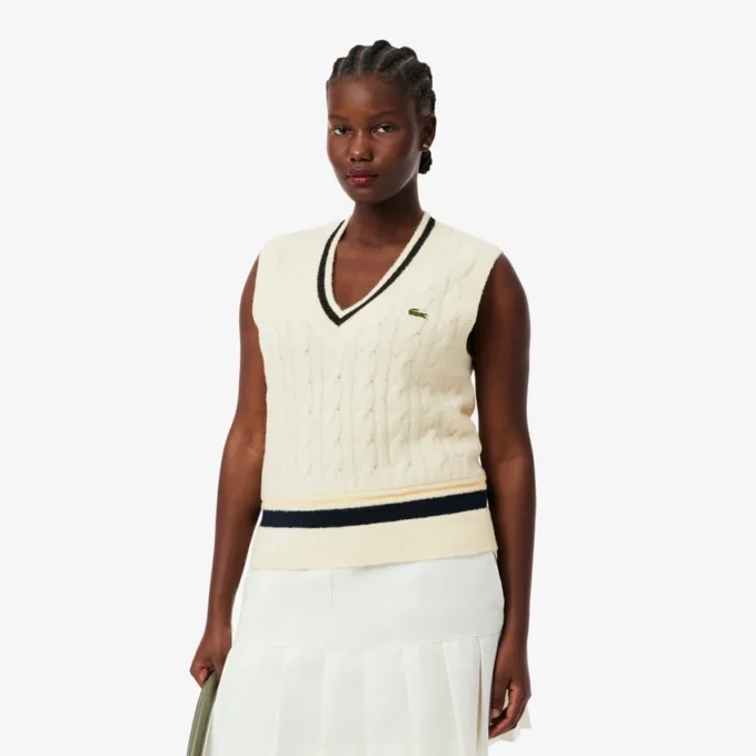 Women’s Cable Knit Wool Sweater Vest