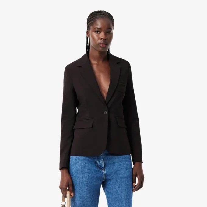 Women’s Embroidered Logo Slim Fit Wool Blazer