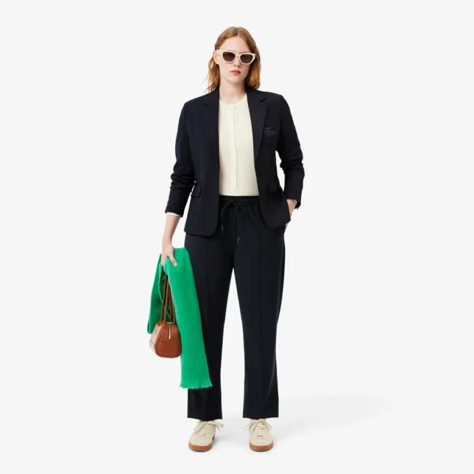 Women’s Embroidered Logo Slim Fit Wool Blazer
