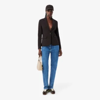 Women’s Embroidered Logo Slim Fit Wool Blazer