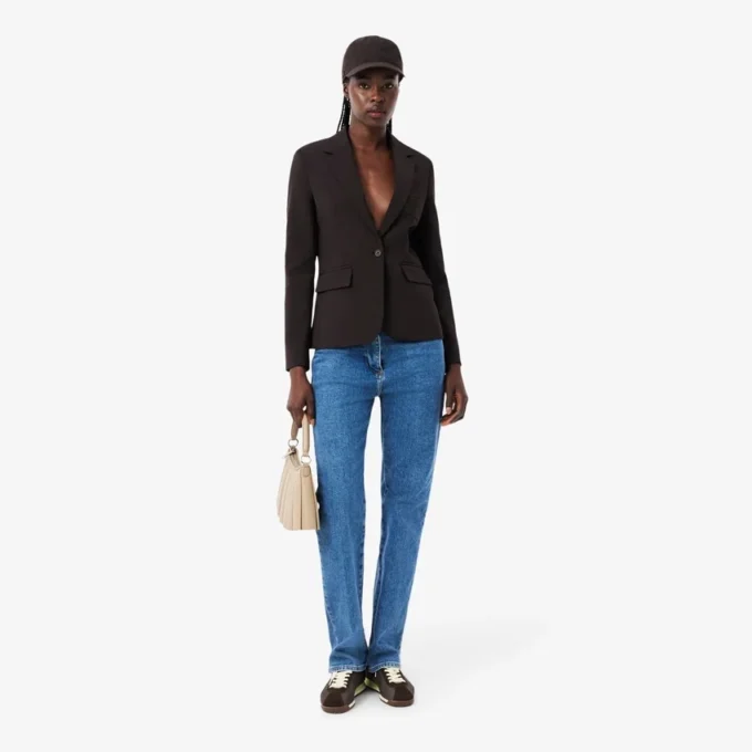 Women’s Embroidered Logo Slim Fit Wool Blazer