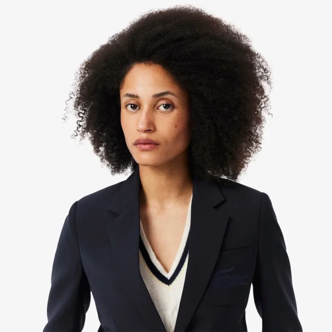 Women’s Embroidered Logo Slim Fit Wool Blazer