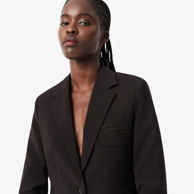 Women’s Embroidered Logo Slim Fit Wool Blazer
