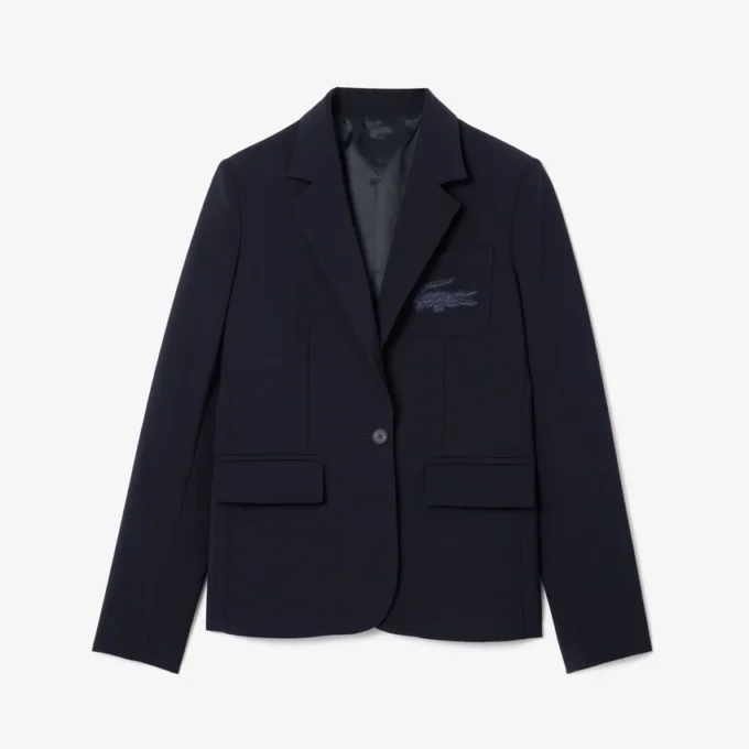 Women’s Embroidered Logo Slim Fit Wool Blazer