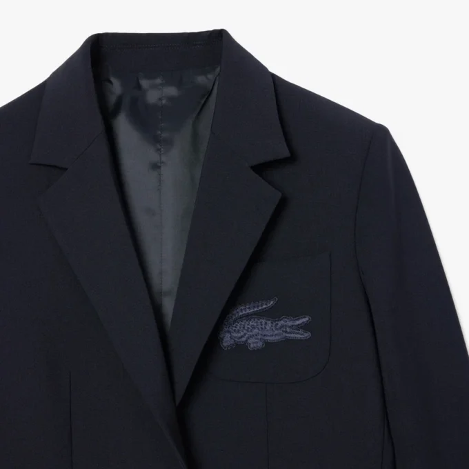 Women’s Embroidered Logo Slim Fit Wool Blazer