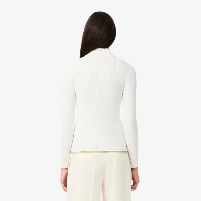 Women’s High-Neck 3D Ribbed Knit Sweater
