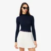 Women’s High-Neck Ribbed Knit Merino Wool Sweater