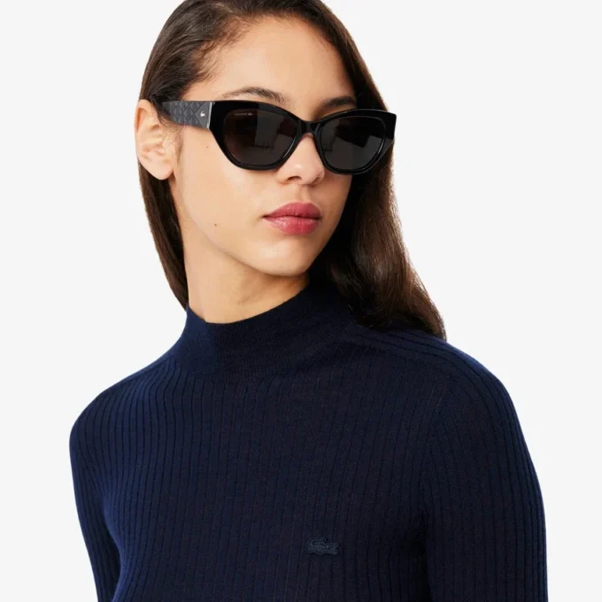 Women’s High-Neck Ribbed Knit Merino Wool Sweater