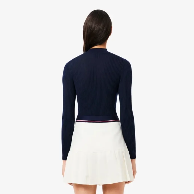 Women’s High-Neck Ribbed Knit Merino Wool Sweater