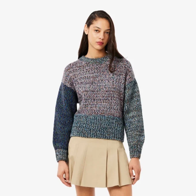 Women’s High-Neck Wool Blend Cable Knit Sweater