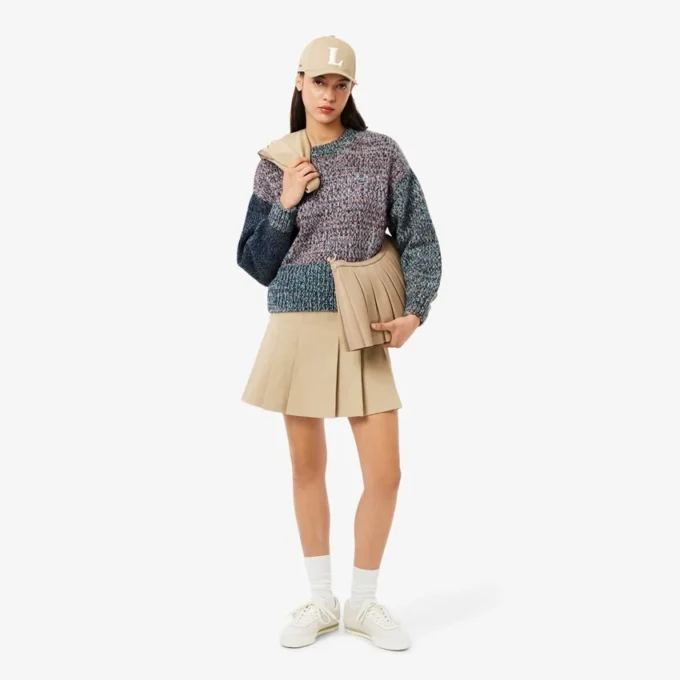 Women’s High-Neck Wool Blend Cable Knit Sweater