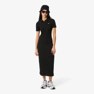 Women’s Long Ribbed Cotton Polo Dress