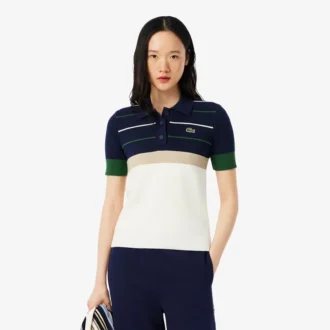 Women’s Made in France Striped Polo Collar Sweater