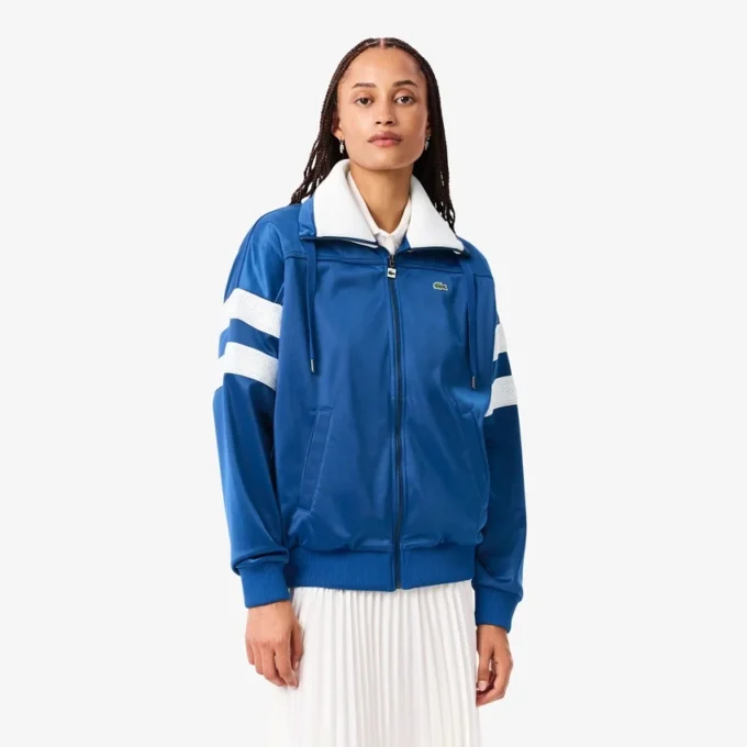Women’s Oversized Pointelle Stripe Satin Sweatshirt