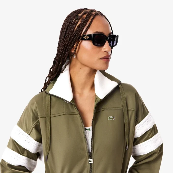 Women’s Oversized Pointelle Stripe Satin Sweatshirt