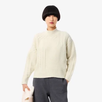 Women’s Patchwork Effect High-Neck Wool Sweater