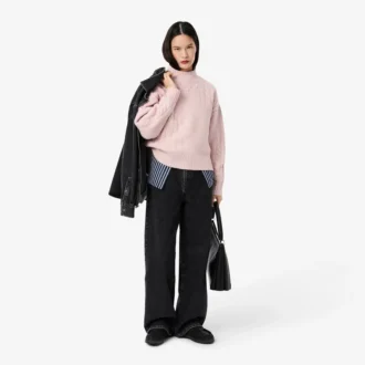 Women’s Patchwork Effect High-Neck Wool Sweater
