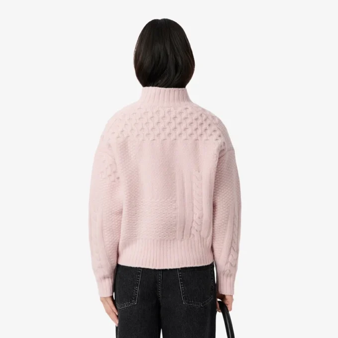 Women’s Patchwork Effect High-Neck Wool Sweater