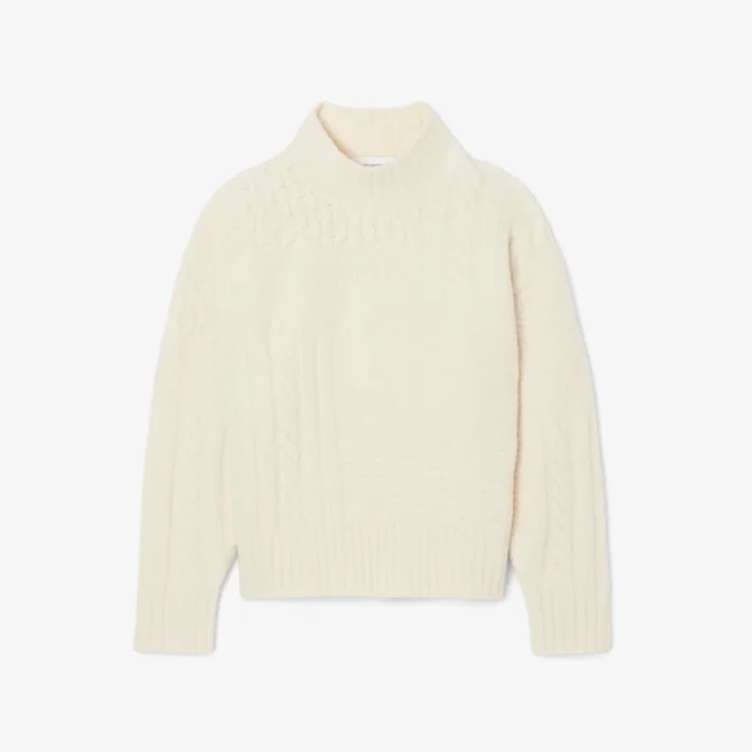 Women’s Patchwork Effect High-Neck Wool Sweater