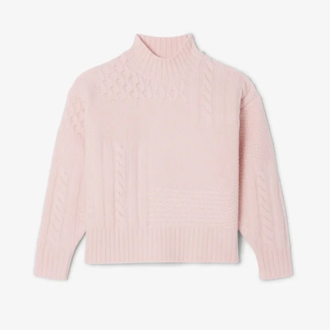 Women’s Patchwork Effect High-Neck Wool Sweater