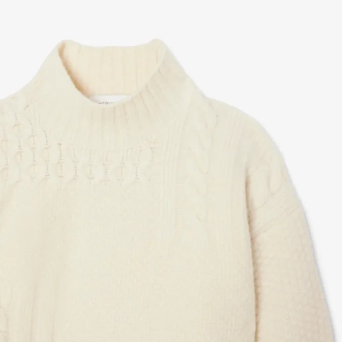 Women’s Patchwork Effect High-Neck Wool Sweater