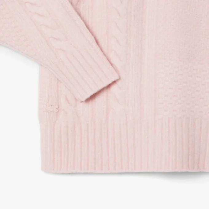 Women’s Patchwork Effect High-Neck Wool Sweater