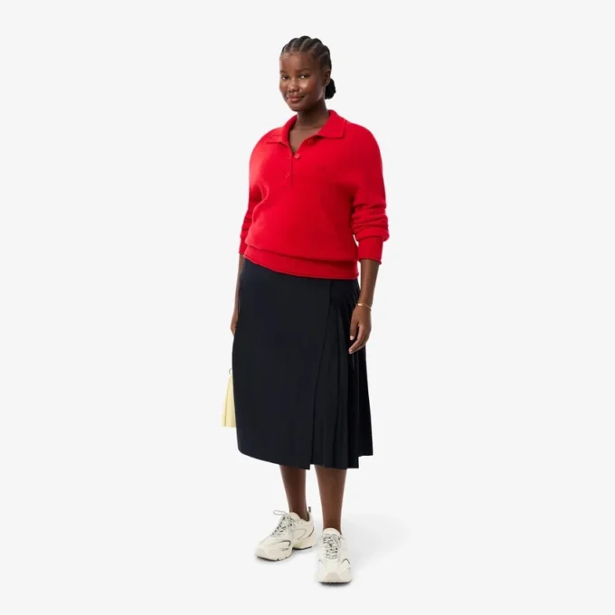 Women’s Pleated Wool Midi Wrap Skirt
