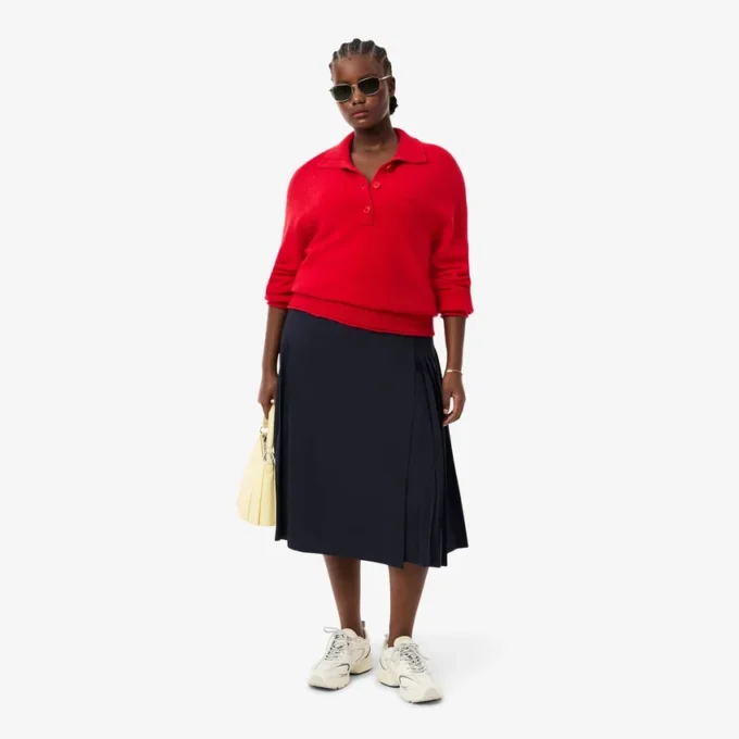 Women’s Pleated Wool Midi Wrap Skirt