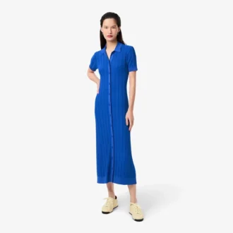Women’s Ribbed Knit Polo Collar Dress