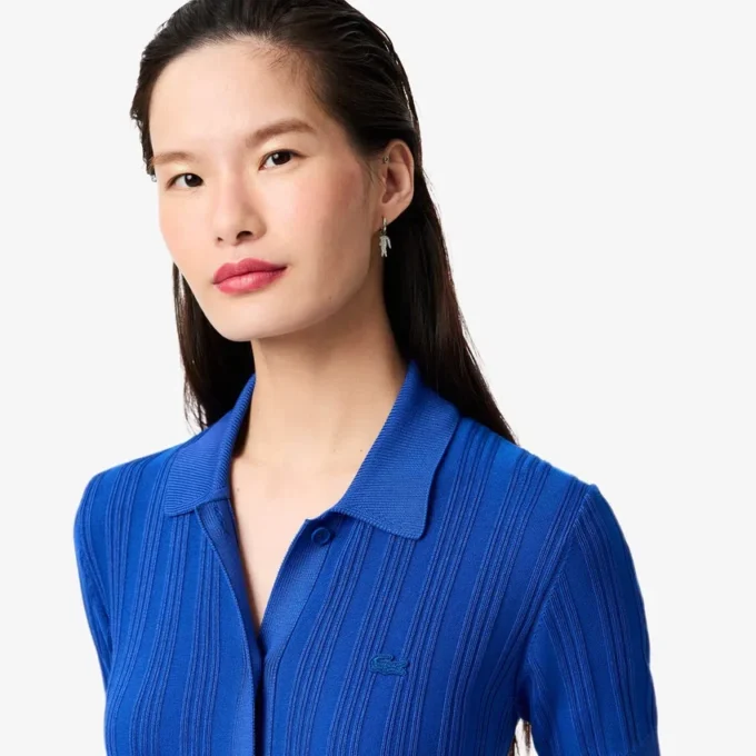 Women’s Ribbed Knit Polo Collar Dress