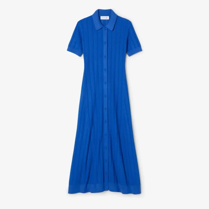 Women’s Ribbed Knit Polo Collar Dress